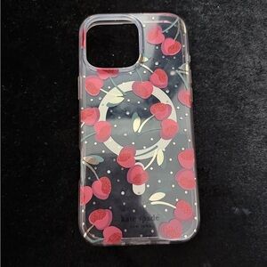 Kate Spade Cherry Design Phone Case - Pink and Clear for iPhone 16 pro max